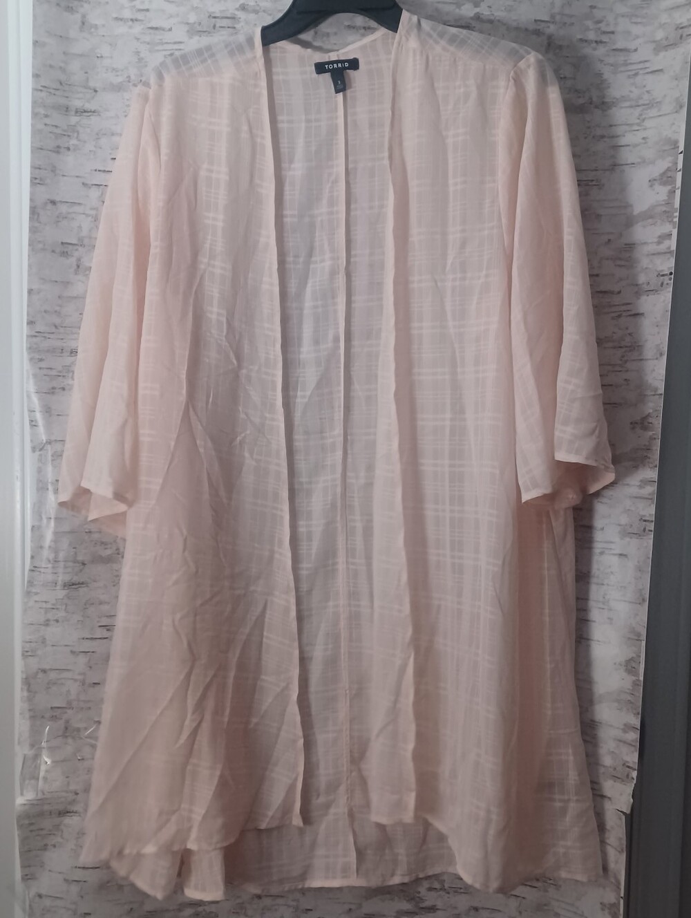Torrid Sheer Pink Plaid Cardigan Sz 3X